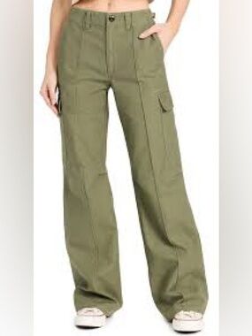 Re/Done Olive Green Wide-Leg Cargo Pants